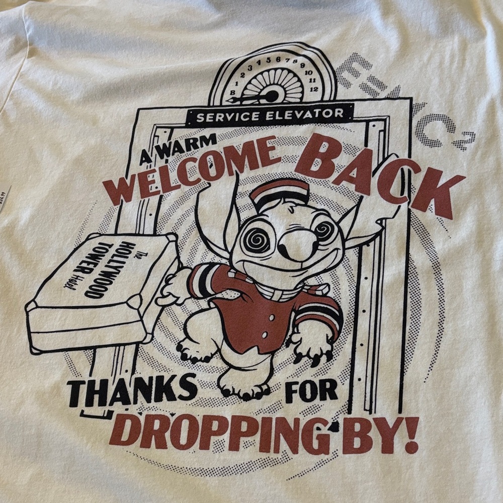 Disney White Tee with Black Trim and Red Print